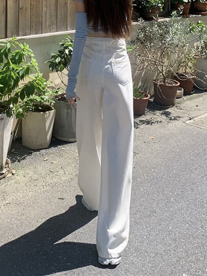 Summer Thin Three-Proof Tencel Jeans for Women, Spring and Autumn Lyocell Lightweight Wide-Leg Drapey High-End White Pants