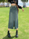 Spring temperament mid-length denim skirt for small women with pear-shaped figures slimming long skirts with drapey straight skirts