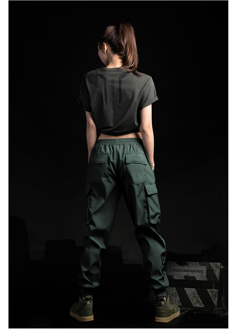 Monster Guardians overalls quân xanh mùa hè thoáng khí quần dệt nữ tập thể dục chân chùm quần thể thao - Quần thể thao quần short nam the thao