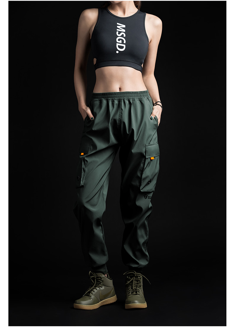 Monster Guardians overalls quân xanh mùa hè thoáng khí quần dệt nữ tập thể dục chân chùm quần thể thao - Quần thể thao quần short nam the thao