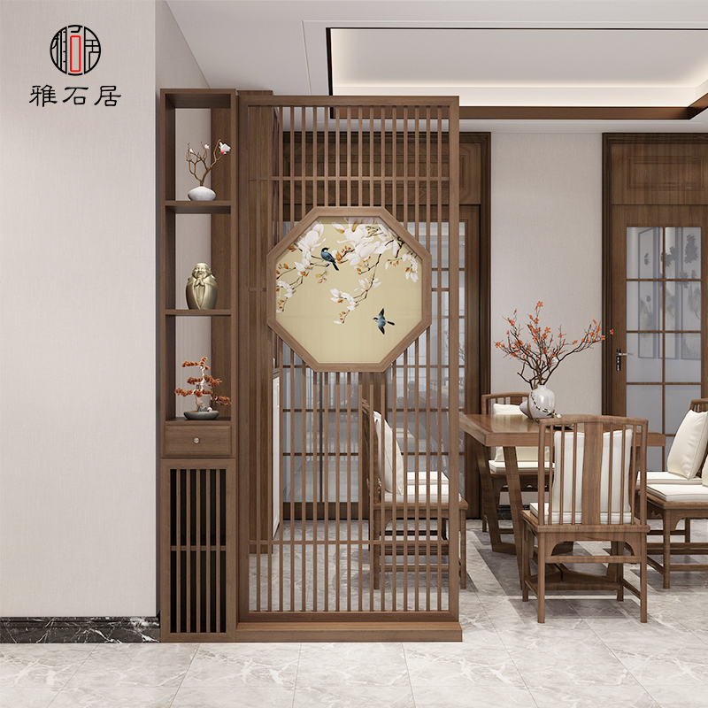 New Chinese-style screen partition shelf living room into the entrance tea room partition Bogu frame combination furniture partition cabinet