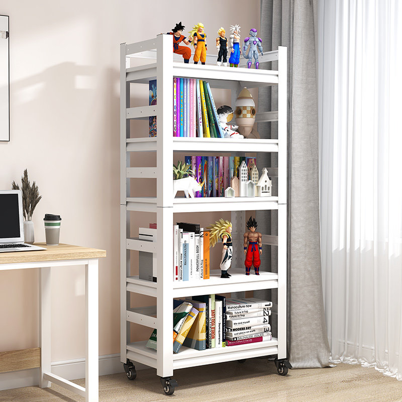 Simple Bookshelf Home Iron Art Shelf Living Room Floor Shelve Model Containing shelf Children's mobile bookcase