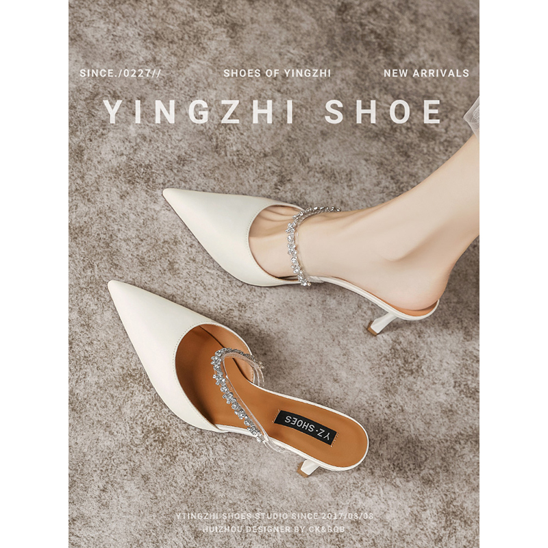 White French-Style Pointed-Toe Rhinestone High Heels for Women, 2026 Summer New Versatile and Elegant Sexy One-Strap Stunning Sandals White French-Style Pointed-Toe Rhinestone High Heels for Women, 2026 Summer New Versatile and Elegant Sexy One-Strap Stunning Sandals