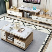 Modern small apartment marble coffee table living room set light luxury furniture home Nordic TV cabinet combination floor cabinet