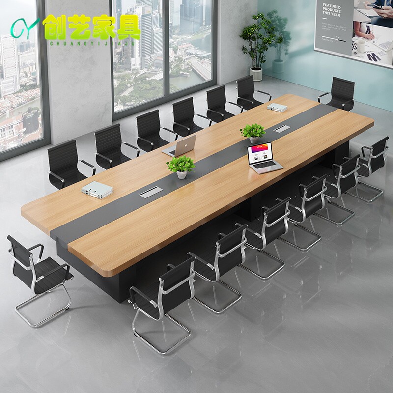 Large conference table minimalist modern long table rounded corners creative desk training table and chairs Combined rectangular meeting room