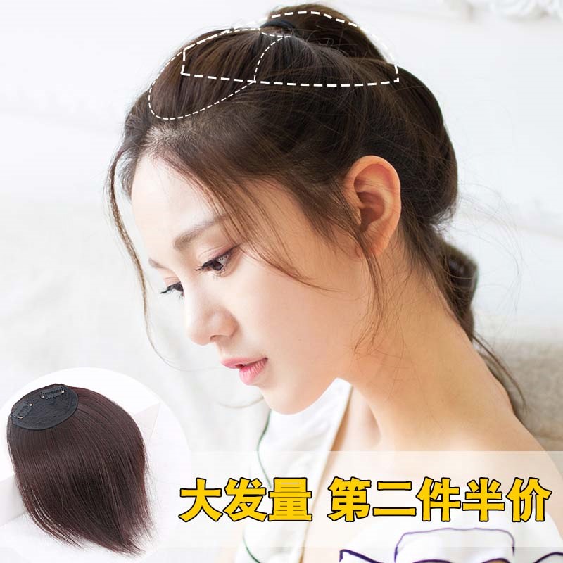 假发女长直发 玉米须头顶补发片 隐形无痕蓬松短卷增垫发根接发片