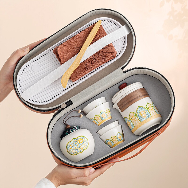 Portable Travel Tea Set Wholesale Outdoor Kung Fu Tea Set Quick Cup Festival Chinese Business Gift