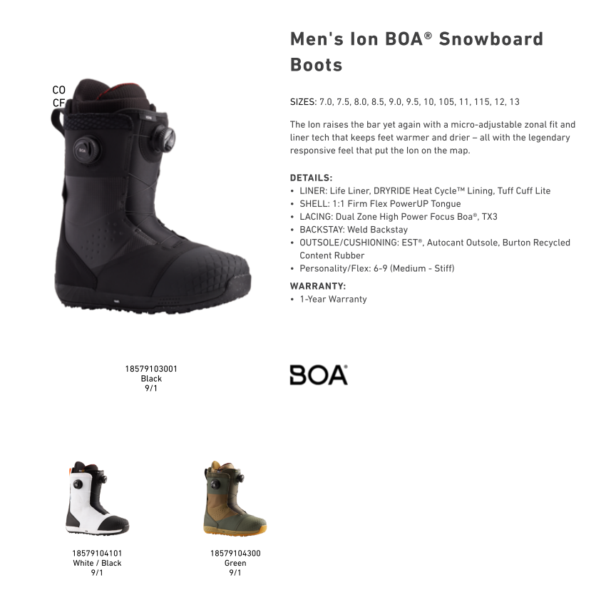  2122 New Stock Burton Burton Men's SnowboardErs BOA Drawstring Collection