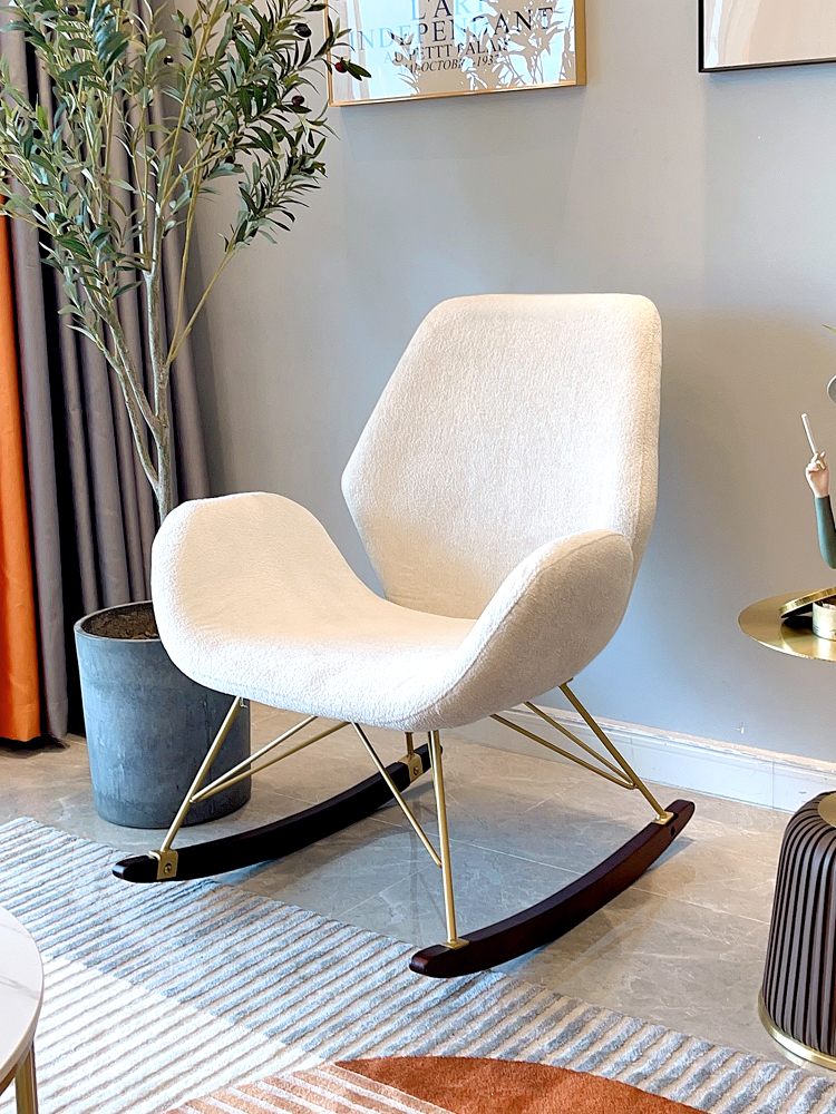 Modern Simple Balcony Lazy Rocking Chair Recliner Home Nordic Adult Carefree Chair Solid Wood Leisure Rocking Chair Sofa