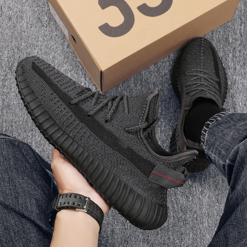 Extra Large Size Black Warrior Black Sneakers Men's 350 Sports Shoes Men's Trendy Shoes Breathable 46 Plus Size 47 Enlarged 48