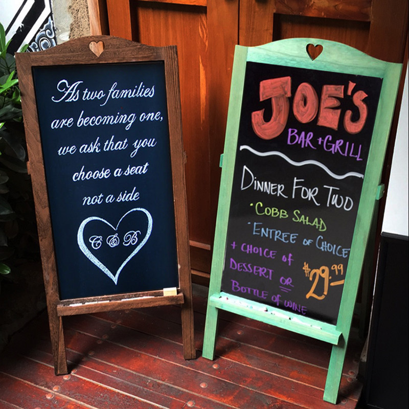 Solid wood bracket type small blackboard shop with vertical hand-written menu display card stall with signboard billboard