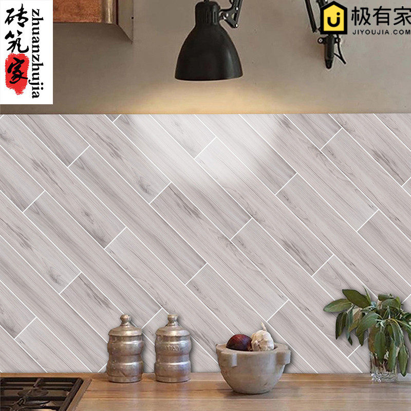 Wood grain tiles 150x800 bedroom balcony coffee shop Nordic modern non-slip living room imitation solid wood grain floor tiles