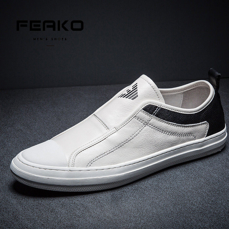 Men's shoes 2023 new breathable leather small white shoes men's one foot lazy slacker shoes casual tide shoes