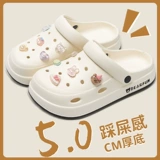 Летние тапочки в стиле Crocs на платформе, ультрамягкие пляжные нескользящие мюли, женский стиль, коллекция 2026 года, подходят для носки на улице, пляжный стиль, закрытый носок
