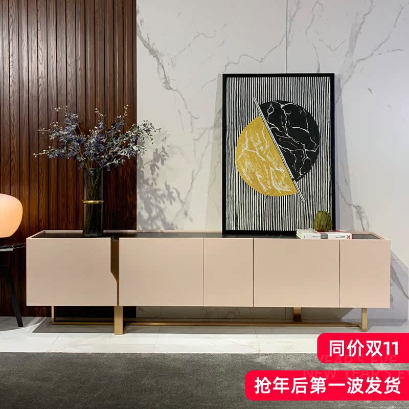 Italian minimalist rock board light luxury TV cabinet coffee table combination modern simple small apartment high living room Nordic style