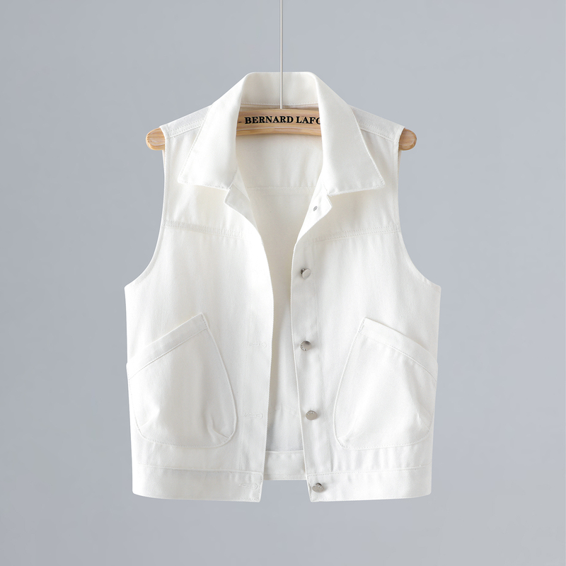 White Denim Spring and Autumn Vest for Women, High-Waisted, 2026 New Spring and Autumn Style, Sleeveless Loose Vest Jacket for Outerwear