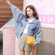 Áo khoác nữ denim lỏng lẻo phiên bản Hàn Quốc năm 2014 mới xuân hè thu đông đỏ hoang sinh viên bf áo sơ mi nữ ngắn - Áo khoác ngắn