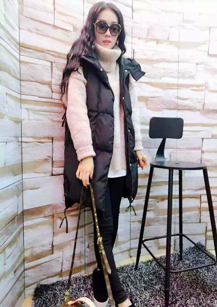 Thời đại nhỏ áo trùm đầu bằng cotton nữ mùa thu và mùa đông dài xuống lông bông Thời trang Hàn Quốc áo khoác nữ dịch vụ bánh mì - Áo vest áo khoác vest nữ