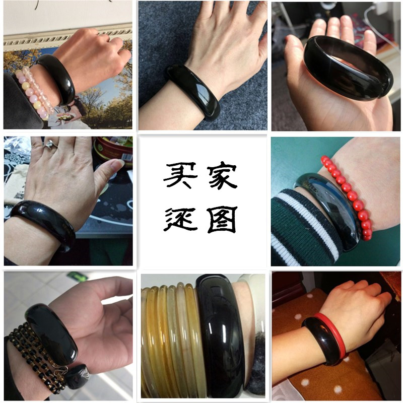 Vòng tay sừng tự nhiên vòng mẫu nữ màu đen yak há miệng rộng vòng tay gió quốc gia máu mát vòng tay đá phong thủy