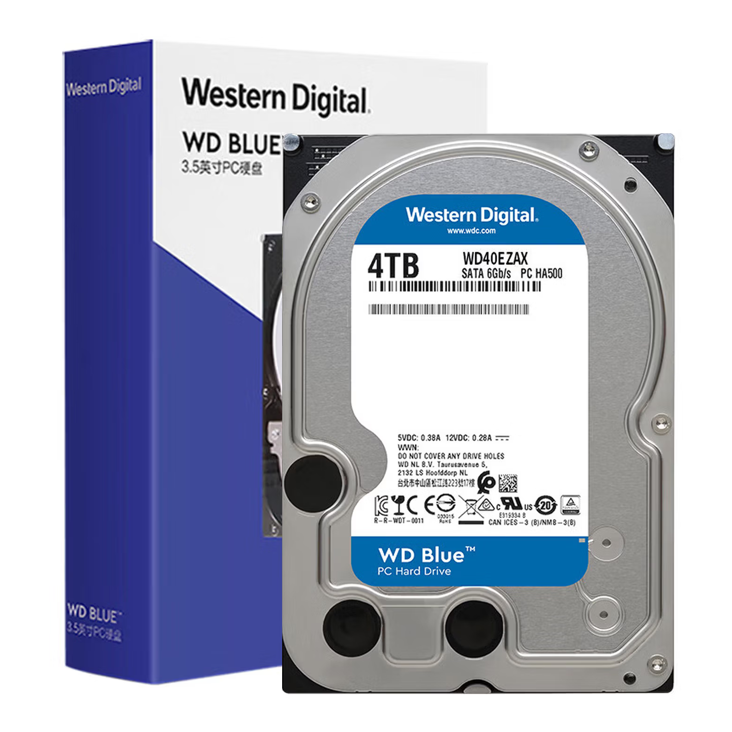 WD/西部数据 WD40EZAX/ZX 4T desktop mechanical hard drive 3.5-inch Western Digital 4TB blue disk CMR vertical