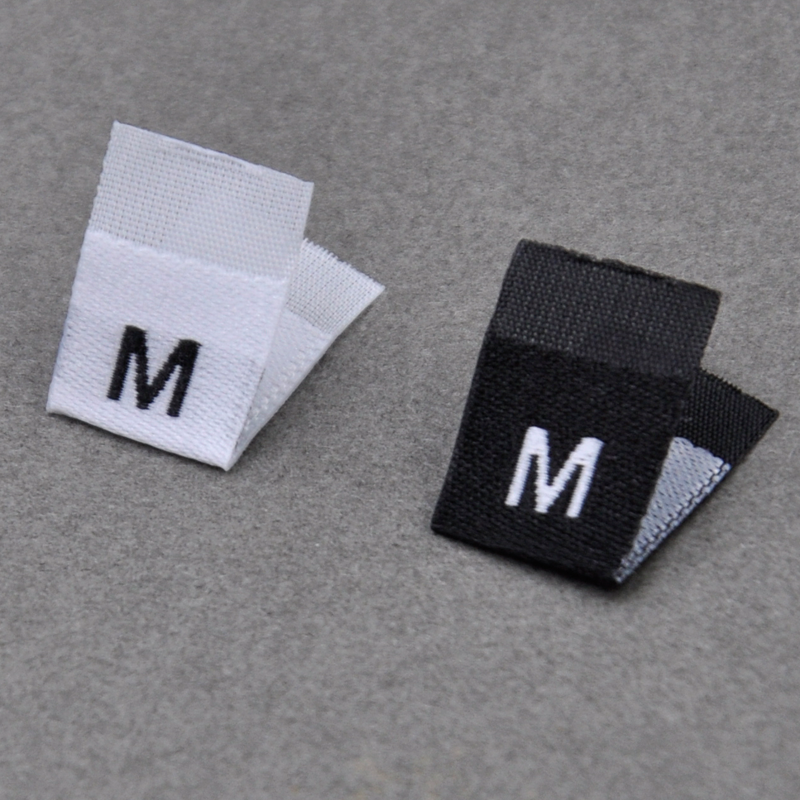 Black number label high-end clothing back collar label custom-made high weft density back collar label spot white woven label number label