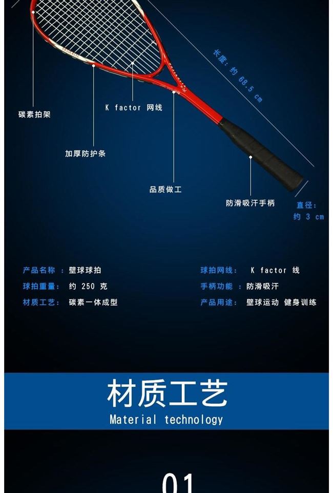 Full carbon squash vợt sinh viên nam người mới bắt đầu đào tạo thiết bị thể dục