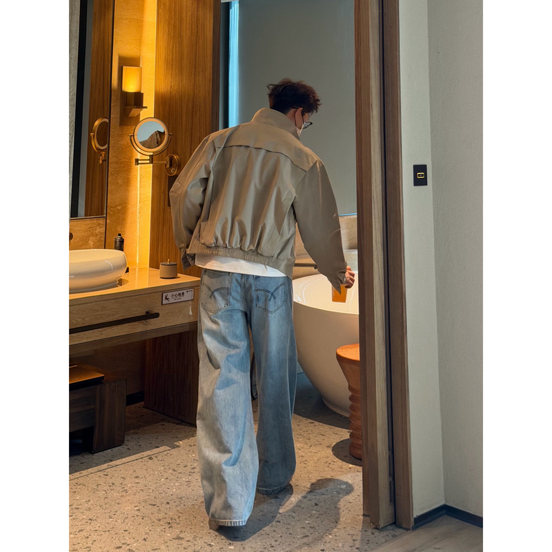 Ayun Studio Sun Shengyun Basic Washed White Drapey Straight-Leg Versatile Spring Slimming Washed Denim Pants