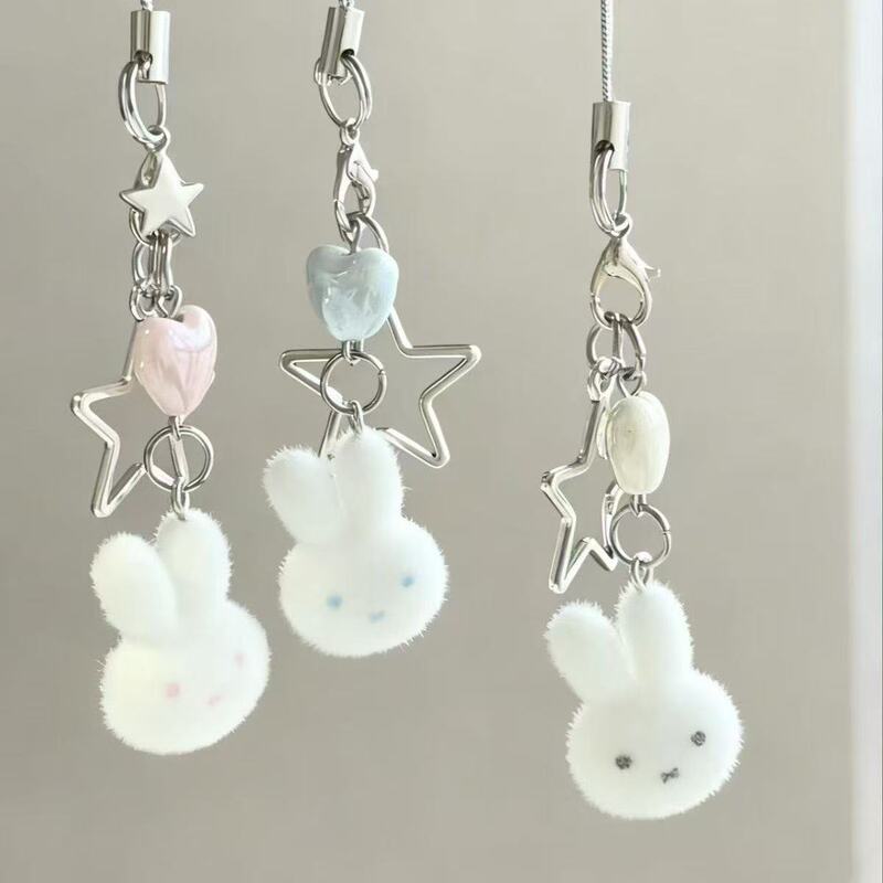 Cute Flocked Miffy Rabbit Phone Chain DIY Beaded Girly Bag Card Holder Pendant Keychain Best Friend Gift Cute Flocked Miffy Rabbit Phone Chain DIY Beaded Girly Bag Card Holder Pendant Keychain Best Friend Gift