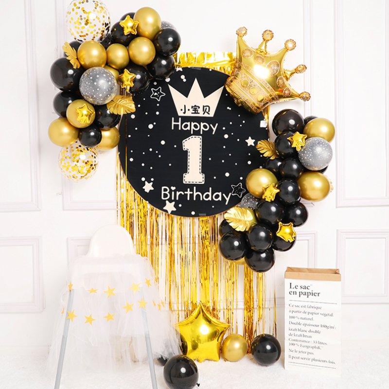 National tide theme baby's first birthday decoration boy girl balloon scene party poster background wall