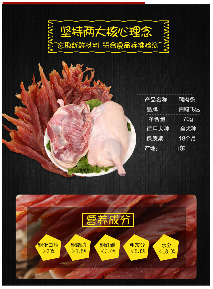 Baiou Feida pet dog snack vịt thịt vịt khô ngực 70 gam Teddy con chó nhỏ đào tạo chung dog thưởng thức an cho chó giá rẻ