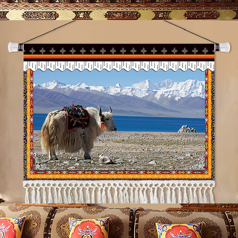 Tibetan Yak, Tibetan Scenery, Potala Palace Hanging Painting, Guest Restaurant, Hotel, Homestay Decorative Painting, Tent Hanging Cloth, Tapestry