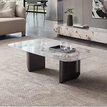 Italian light luxury Rock board tea table home living room modern simple rectangular stainless steel Pandora countertop tea table