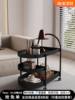 Chinese-Style Cream-Colored Movable Side Table, Modern Minimalist High-End Light Luxury Living Room and Bedroom Side Cabinet, Storage Rack, Small Trolley