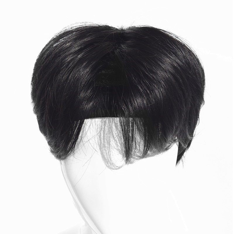 Men's Natural-Looking Wig with a Slightly Messy Style, Suitable for Everyday Use, Voluminous Full Head Wig with Headband, Short Black Hair