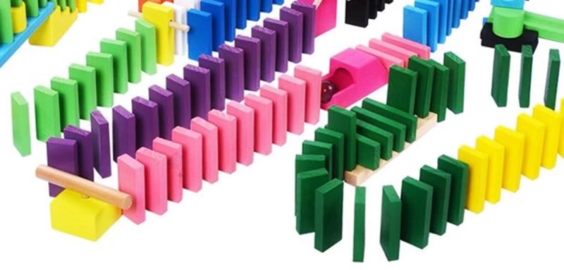 Domino 1000 mảnh xây dựng câu đố trí tuệ của trẻ em khối nội tạng bằng gỗ đồ chơi tương tác cha mẹ và con