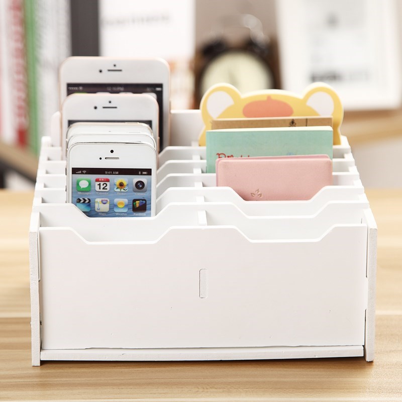 Test office conference mobile phone management box Wooden mobile phone centralized storage rack