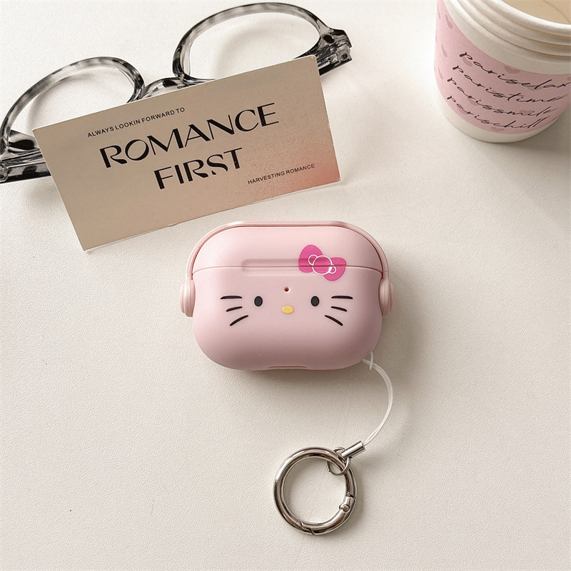 Japanese and Korean Cartoon Hello Kitty Wearing Headphones Airpods4 Protective Case Suitable for Apple Pro3 Wireless Bluetooth Earphone Case Pink Hello Kitty Airpodspro/2Nd Generation Soft Shell Silicone Fifth Generation Anti-Drop Case