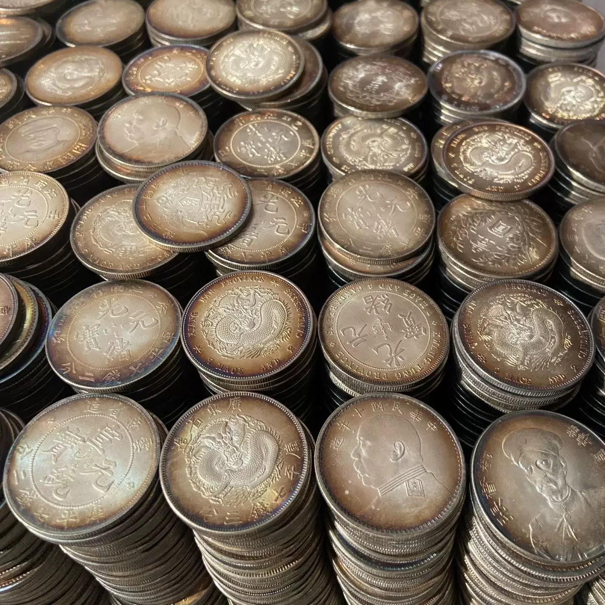 [五彩袁大头真银元大洋怀旧三年五彩怀旧复古包浆纪念双龙清朝光绪]