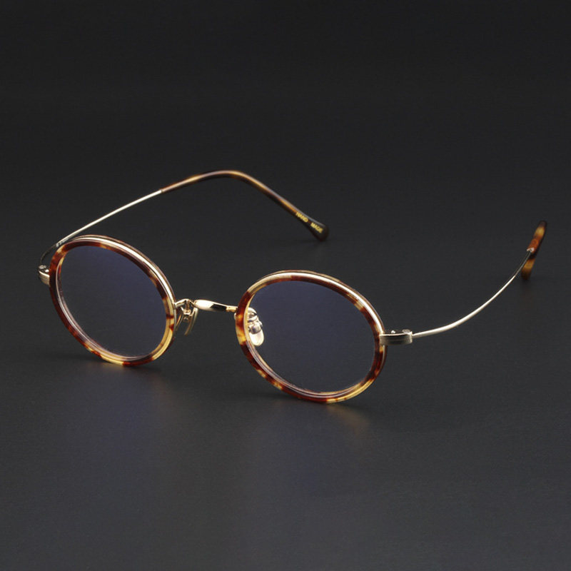 Dou Wentao's same height of male light and artistic art pure titanium Japanese handmade cellulu frame small face 10163