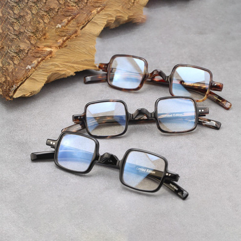 Personalized small square frame glasses, a mountain nose bracket glasses frame with myopia mirror, retro handmade frame small face for men and women