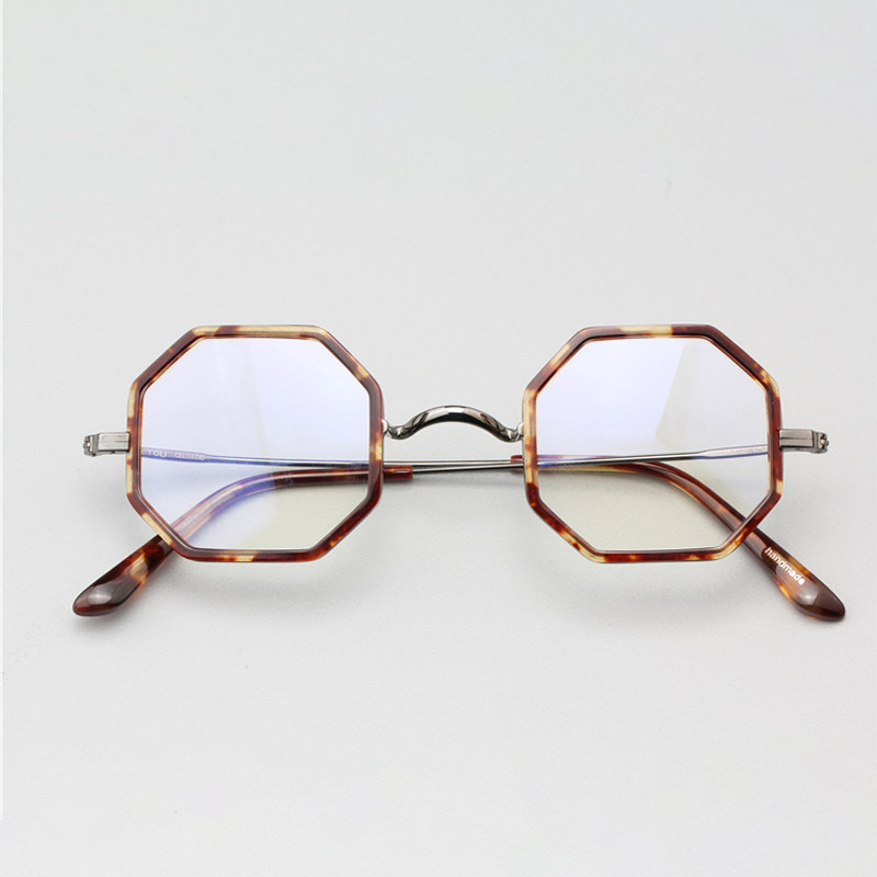 Personal hexagonal glasses frame myopia glasses with gold black frame 10185