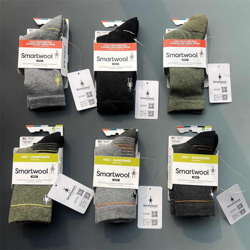 Smartwool Merino Wool Socks Outdoor Hiking Socks Running Cross-Country Terry Running Socks for Men and Women Mid-Calf Socks