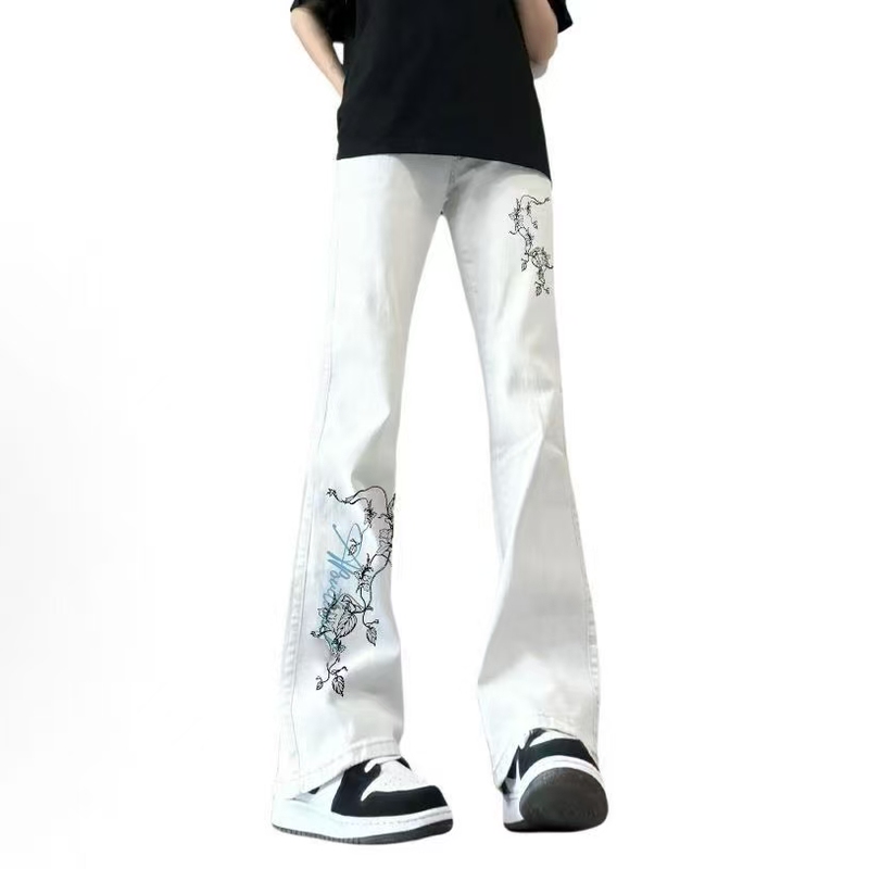 2026 Spring and Autumn New American Style Trendy Brand Light Luxury Cross Fashion Versatile Student Flared Jeans Unisex Long Pants 2026 Spring and Autumn New American Style Trendy Brand Light Luxury Cross Fashion Versatile Student Flared Jeans Unisex Long Pants