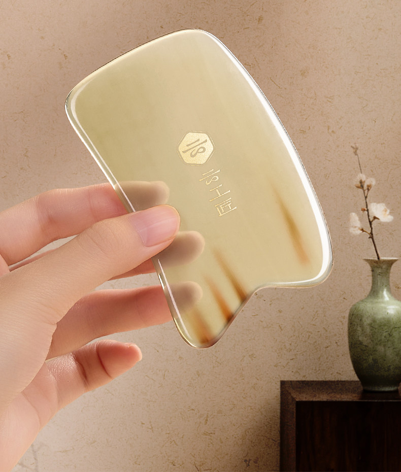 【中國直郵】 雲工匠 刮痧板薄款 1-2mm 白水牛角 全身通用 臉部 肩頸背 養生館專用 出痧快 送艾草精油10ml