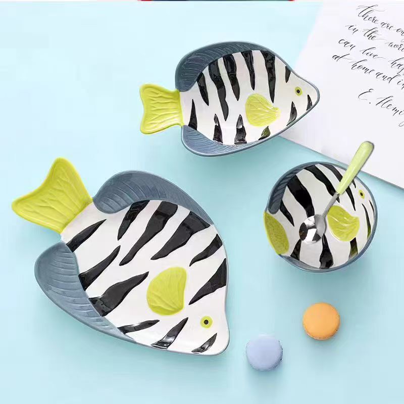 Ocean-Themed Cute and Quirky Little Fish Series Hand-Painted Cartoon Tableware