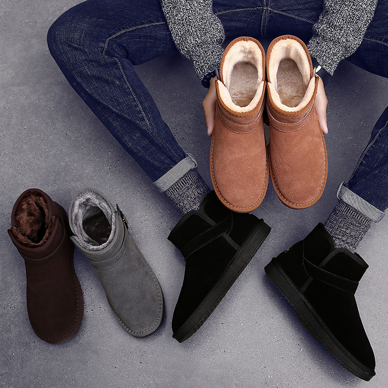 Winter Han Edition Current Casual Hanging Cotton Shoes Men Snow Boots North Waterproof One-foot Bread