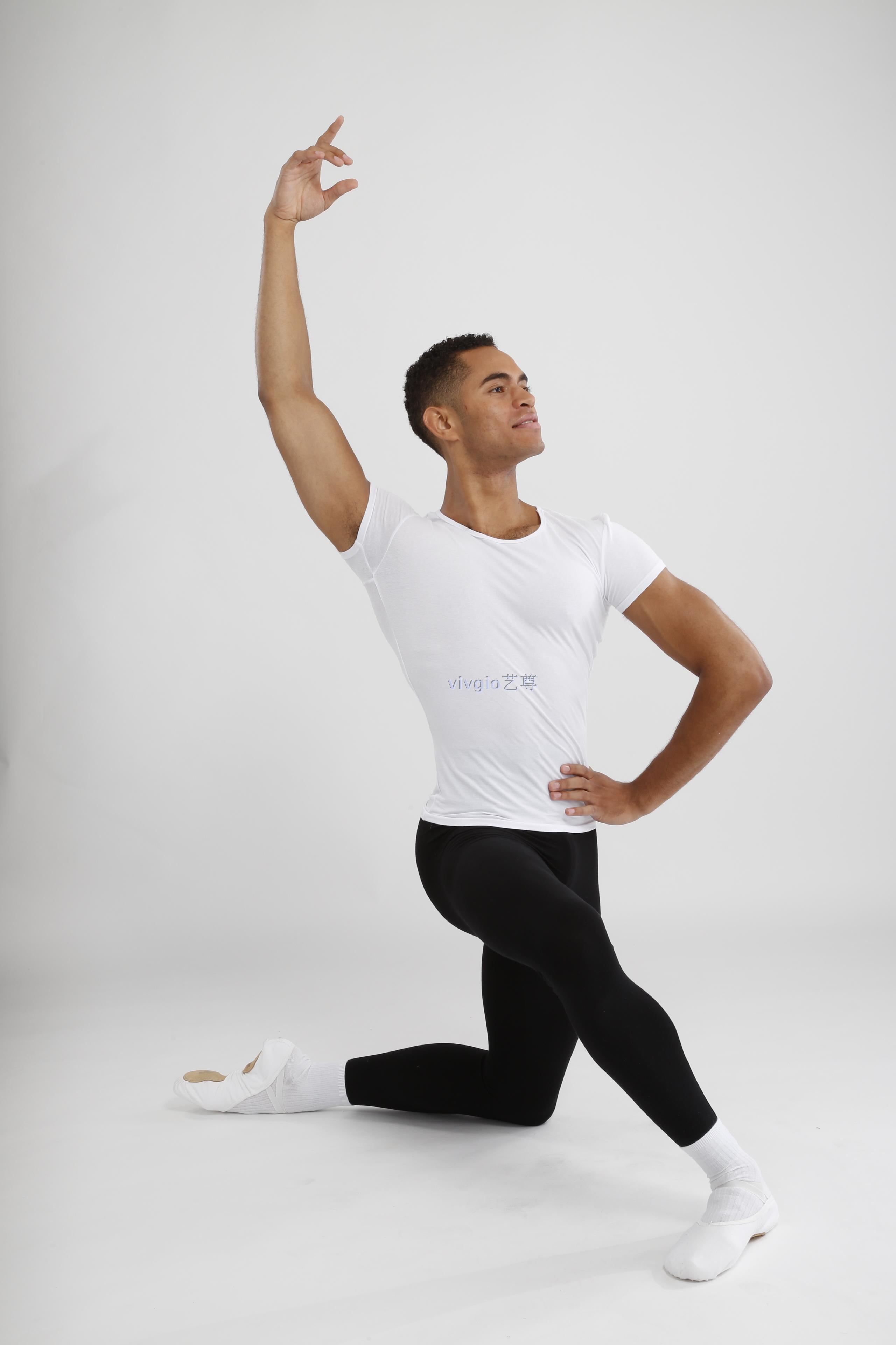 Boys ballet dance special round neck half sleeve slim breathable sweat wicking cotton exercise clothes exercise clothes 28301