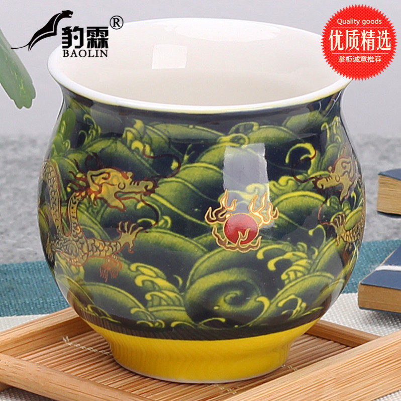 2019 Kung Fu small teacup Ceramic tea cup Tea bowl Household single tea cup Purple sand master cup Blue and white porcelain tea