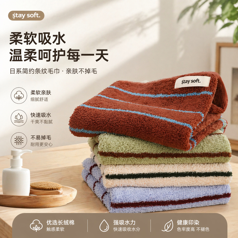 Export to Denmark Order Pure Cotton Striped Simple Combed Cotton Towel/Bath Towel Bathroom Skin-Friendly Absorbent Bath Towel Towel