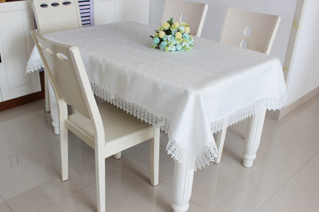 ສີຂາວນ້ໍາ soluble lace ຫ້ອງດໍາລົງຊີວິດຜ້າຕາຕະລາງກາເຟ dining table cloth European style fabric rectangular square cover cloth